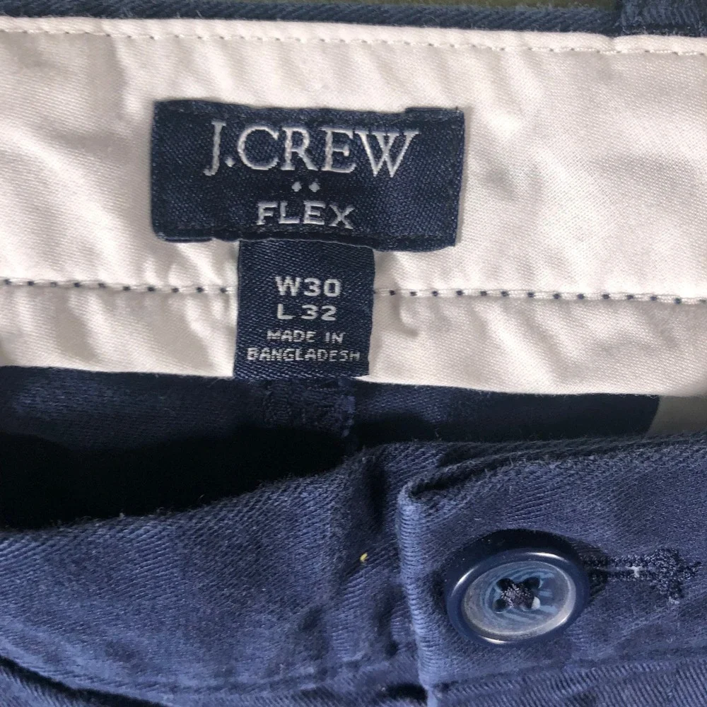J.Crew Flex Slim Chino Pants Mens 30x32 Navy Blue H3167 Stretch Cotton Twill